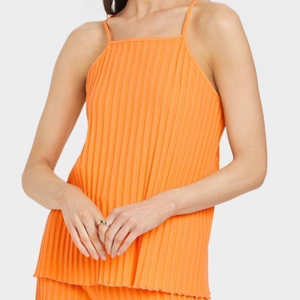 A new day Orange ribbed tank top